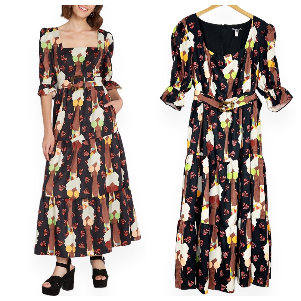 NWT ModCloth Hutch Let's Go Boho Maxi Dress Plus size 22 2X Tiered midi 70s